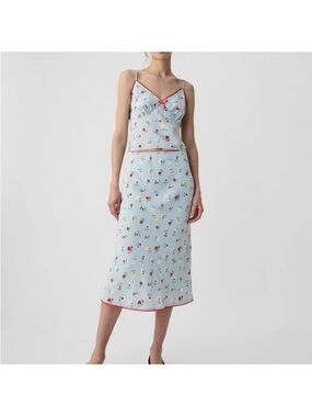 Gap x Doen Light Blue Floral Two-Piece Slip Dress Set